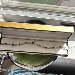 Elegant Silver Amethyst and Diamond Bracelet